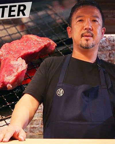야키토리 마스터 셰프 나리타 시게토시(Shigetoshi Narita)는 구운 고기에 멕시코 풍미를 사용합니다
