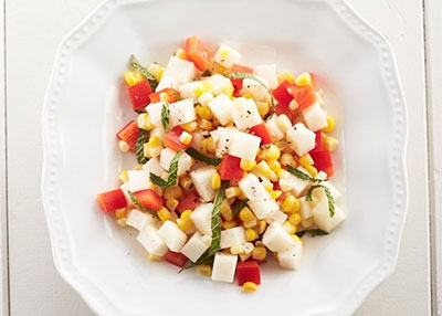 Jicama, corn and pepper salad