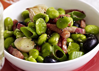 Fava Beans with Bacon and Olives