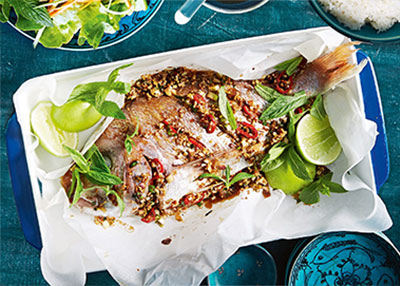 Vietnamese lemongrass and chilli steamed fish