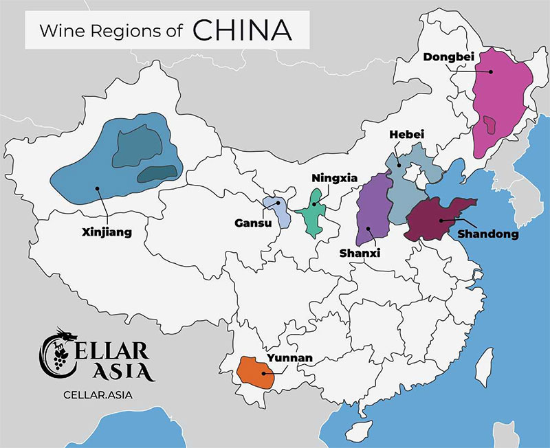 중국의 와인 지도
